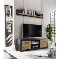 TV Board Anthrazit Kastanie Holz Dekor