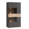 Vitrine Grau und Planked Eiche 