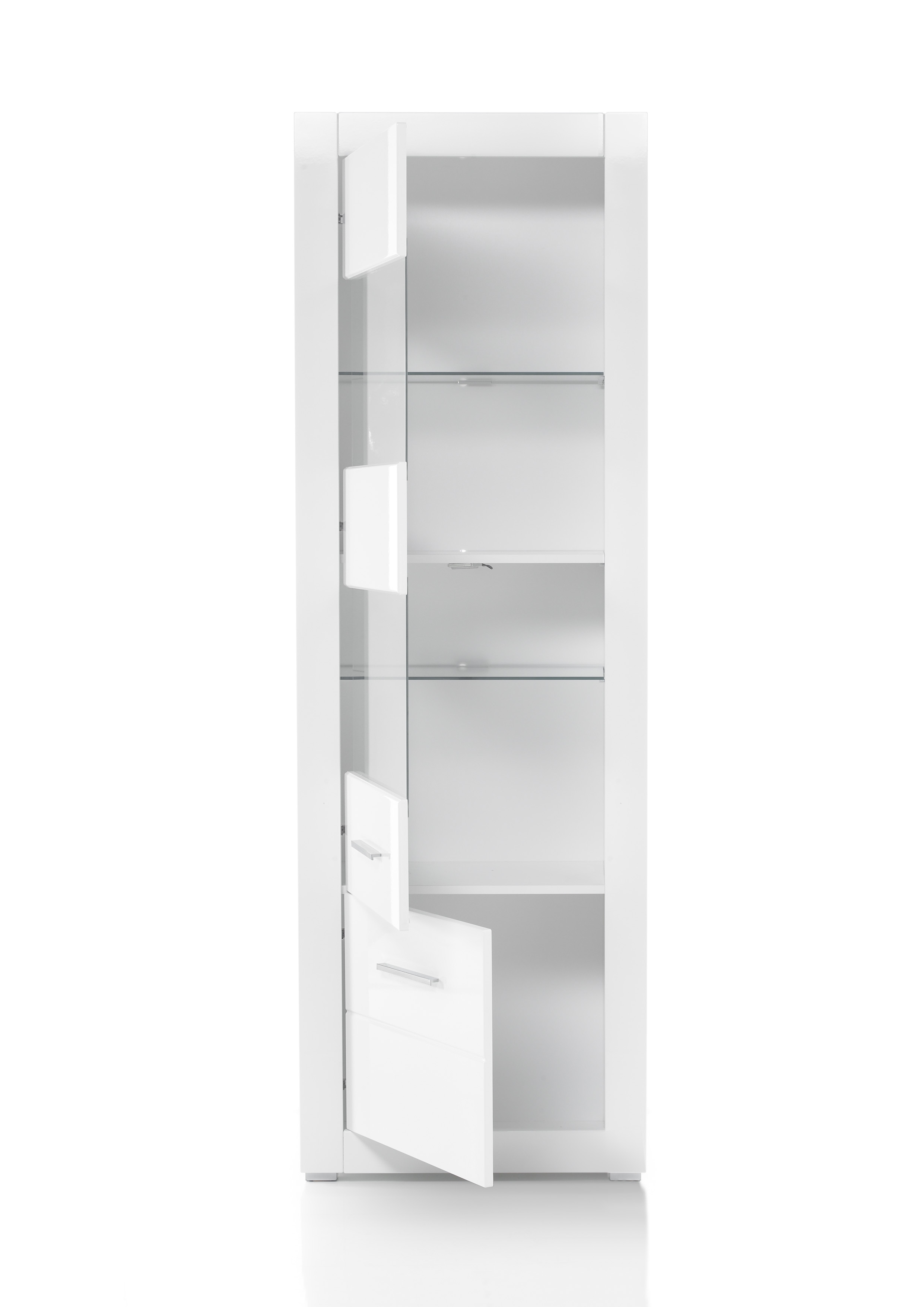Vitrine Vitrinenschrank Modern Holzvitrine Weiß Hochglanz [Hanna.three